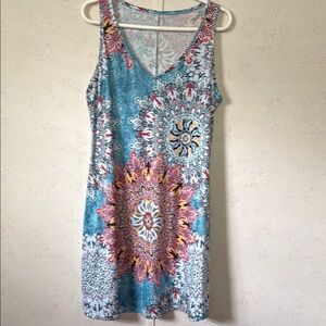 Sleeveless Mandala Print Dress - Multicolor